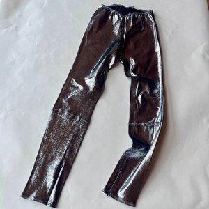Faith Connexion Women's Metallic Silver Lamb Leather Leggings